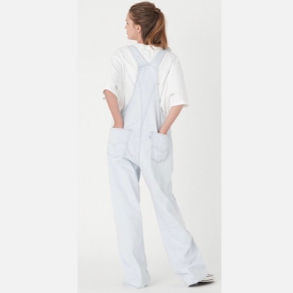 Levi's SilverTab Light Denim Wide Straight Leg Overalls Bibs 90s Style Sz XL NWT - Picture 12 of 13